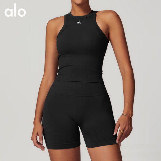 ALO YOGA American ALO yoga clothing suit yoga women's fitness running sports suit Pilates texture training tights khaki vest M