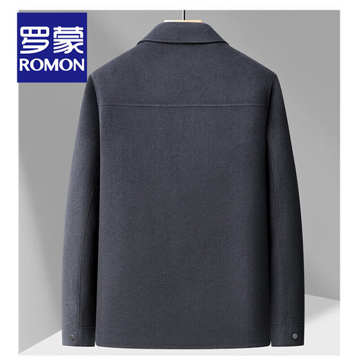 ROMON 90 Duck Down Warm Heat Storage Wool Woolen Coat Men's Winter Thickened Windproof and Cold-Resistant Young and Middle-aged Jacket Men Gray Removable Down Liner XL 180
