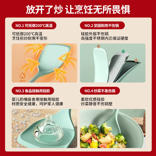 Cornbach silicone spatula household food-grade spatula spoon non-stick special cooking spatula high temperature resistant spatula high-grade gray silicone spatula baby grade silicone丨high temperature resistance and no odor food-grade silicone|healthy no odor|non-stick pan special