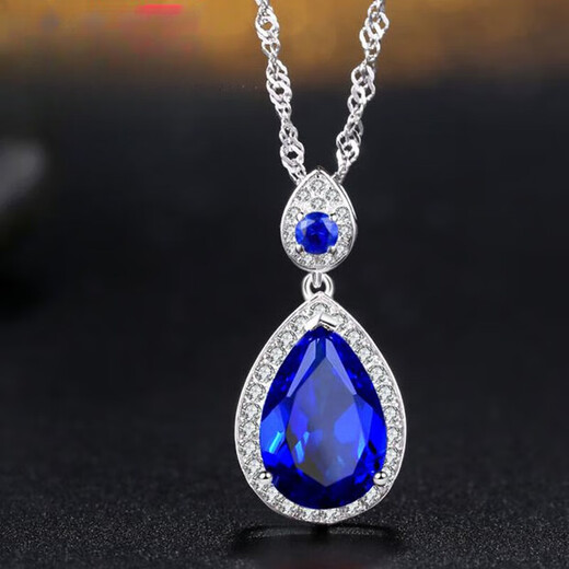 Ten-leaf sapphire pendant for women Japanese and Korean sterling silver plated 18k gold colored gemstone necklace precious gemstone tanzanite accessories