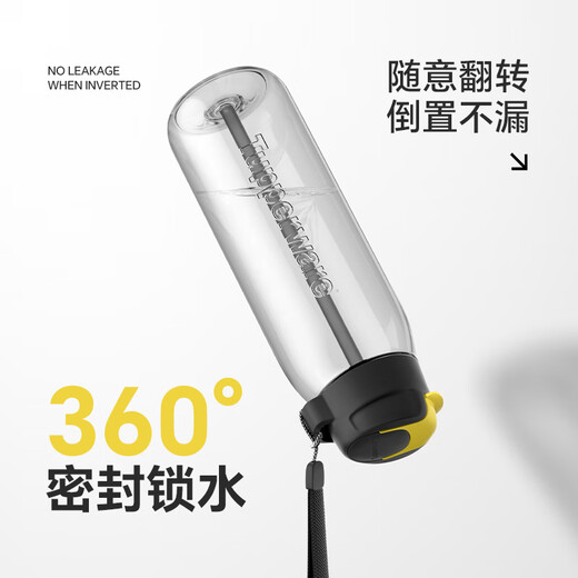 Tupperware 750ML male and female student summer large-capacity sports plastic water cup with straw for double drinking, cool black