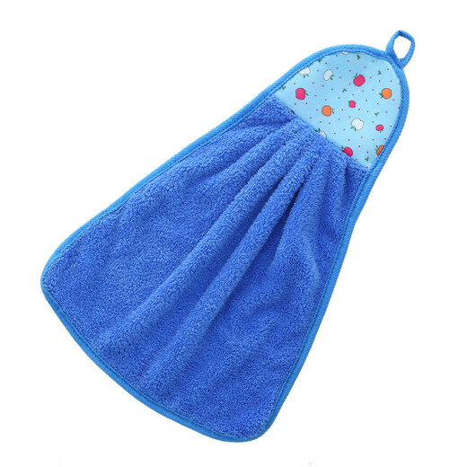 Hanging hand towel, coral velvet hand towel, lint-free, water-absorbent, cute cartoon handkerchief, hanging blue 30*30cm