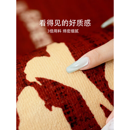 Yueche moves to a new home floor mat entrance door floor mat 2025 new high-end dirt-resistant and no-wash red entrance door floor mat Hongyun Hengtong-15866 80cm*120cm [Small size in the home]