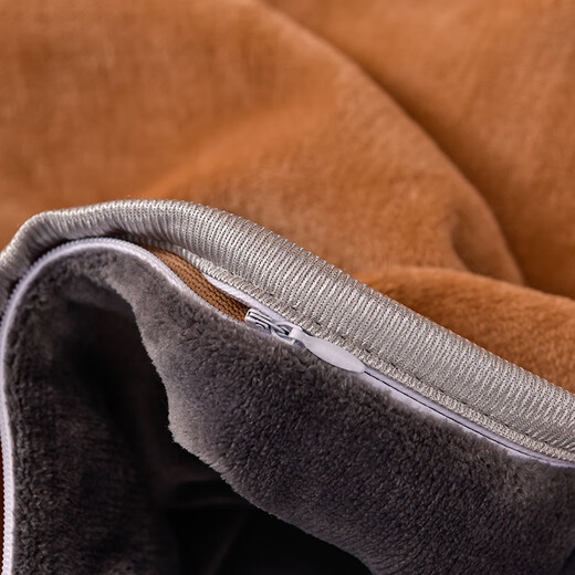 Yalu double-sided milk velvet four-piece winter thickened and velvet household flannel gold mink velvet quilt cover coral baby velvet bed sheet camel + dark gray double-sided milk velvet soft and warm bed skirt style 2.0 meters four-piece set (quilt cover 220*240cm)