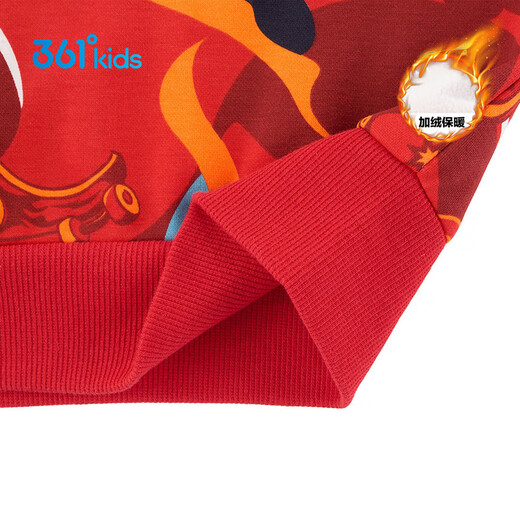 361 New Year's clothing New Year's children's sweatshirt 26 spring boys 3-14 years old plus velvet warm printed top red 140
