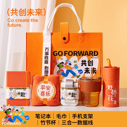 爱美礼年会伴手礼商务公司员工实用礼品定制团建活动奖品周年庆纪念品 保温杯共创未来套装4