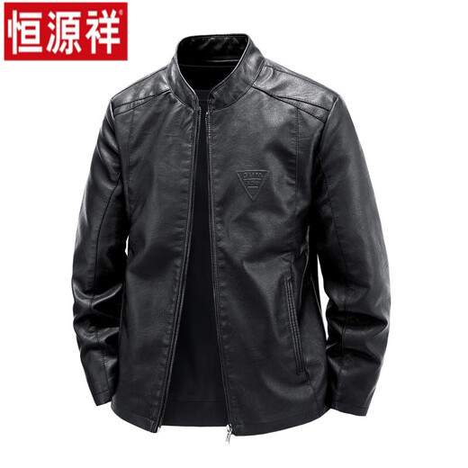 Hengyuanxiang's new Haining 100% sheepskin men's jacket plus velvet thickened autumn and winter stand-up collar motorcycle leather jacket casual leather jacket burgundy thin L 100-120Jin Jin equals 0.5 kg