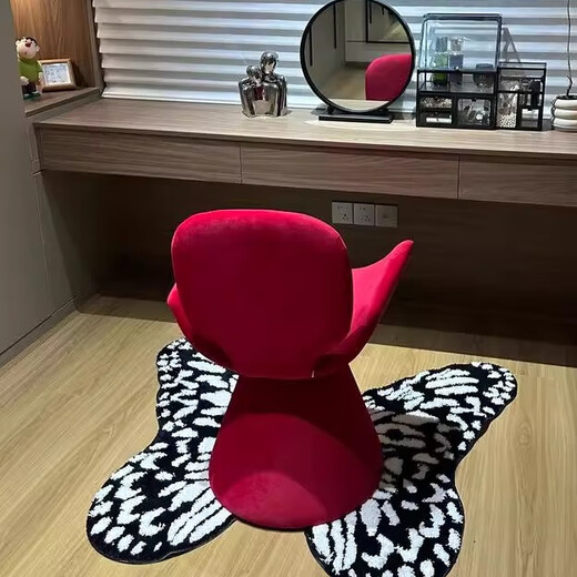 Zailu makeup chair, Italian style light luxury, girl's bedroom cloakroom, manicure, red swivel stool, dressing table chair, green high-definition linen and leather swivel complete delivery to your door