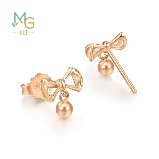 Chow Sang Sang 18K color gold stud earrings, mint series bow, women's model 92795E pricing