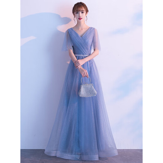 Chinese style cantata costume, long skirt, choir evening dress, female performance costume, performance costume, host etiquette welcome 001 red gradient L