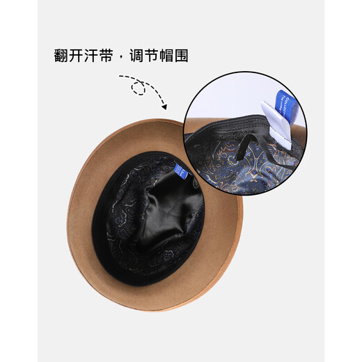 Mr DUCK Australian pure wool handmade top hat rolled edge foldable casual high-end jazz hat for men, warm and breathable in autumn and winter, royal black (top hat) M (suitable for 56-57cm head circumference)