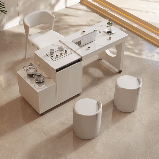 Yipin Tiancheng movable telescopic rotating tea cart light luxury kettle integrated balcony home small apartment slate tea table and chair combination mobile telescopic tea table