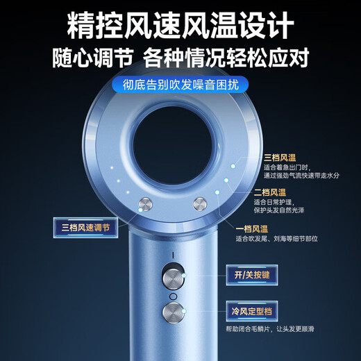 DIKTT German hair dryer for home silent negative ions high power does not damage the hair student dormitory barber shop special silent strong wind high-speed leafless hair dryer constant temperature quick drying gift Lavender top model 2 billion negative ions blue light hair care + smart NEC constant hair care repair | 15 seconds quick dry | hair care quick drying can be used for perming and dyeing straight and curly hair