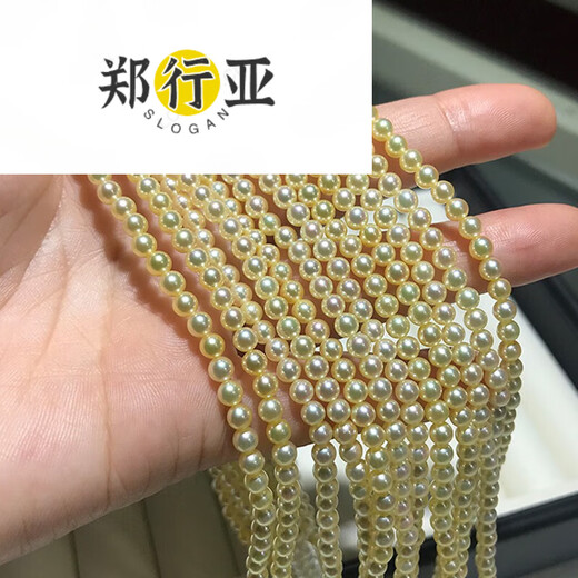 Zheng Xingya akoya seawater pearl necklace light gold/champagne gold round bright shiny silver buckle length adjustable 7-7.5mm