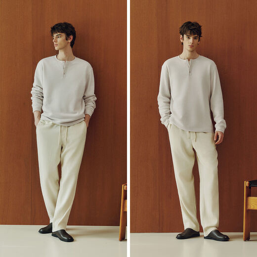 Semir long-sleeved T-shirt men's waffle solid color versatile bottoming shirt winter 2025 top Henry collar 109725101101