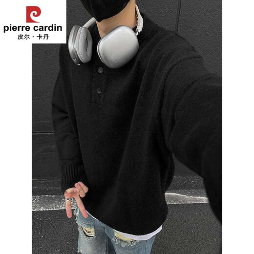 Pierre Cardin brand gray American Henry collar sweater men's early autumn high-end lazy style bottoming sweater cleanfit light gray Henry collar M (recommended 95-115Jin Jin equals 0.5 kg b