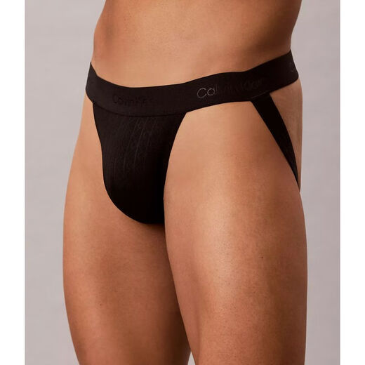 Calvin Klein CK men's thong underwear microfiber lace sports crotch protector sexy and comfortable holiday gift NB4428 black 1 pair S