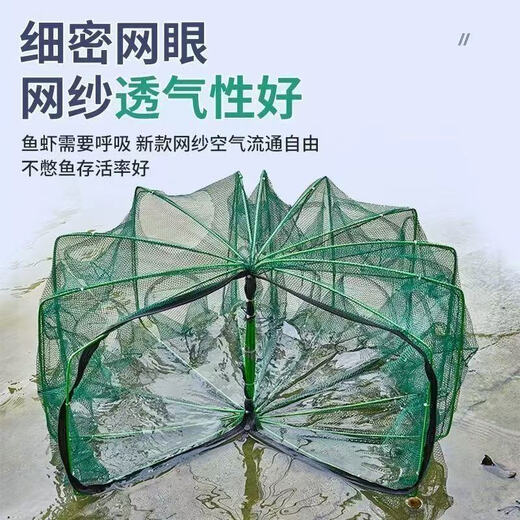 Jingjing Folding Shrimp Cage Fishing Cage Fishing Net Catch eel Fishing Net Lobster Cage Shrimp Net Catch Crab Fishing Cage 8 holes