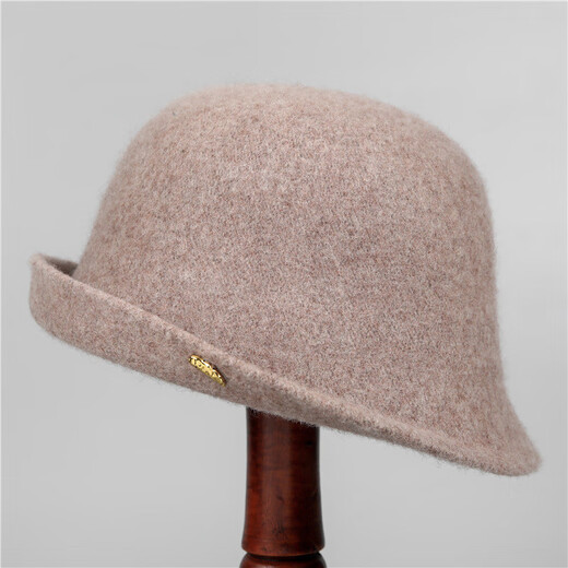 Fangchi Hat Women's Autumn and Winter Mother's Versatile Solid Color Curly Face Showing Small Fisherman Hat Fashionable Warm Woolen Basin Hat Mocha Color M(56-58cm)