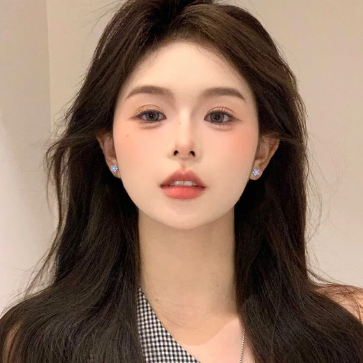 Blue camellia resin earrings for women 2025 new niche design exquisite earrings light 1# blue small flower earrings