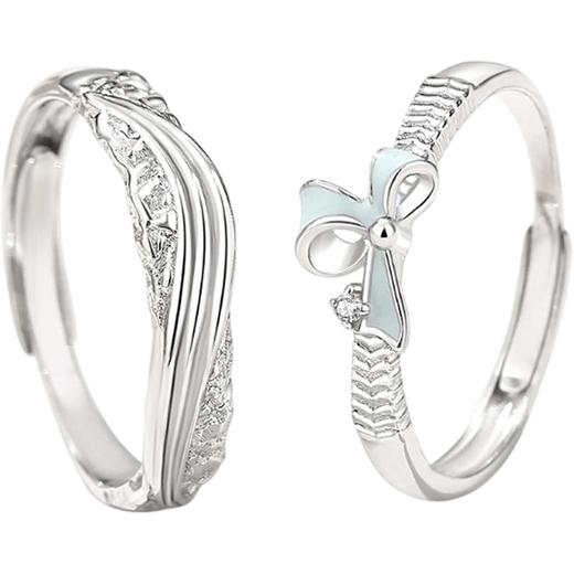 Lao Fengxiang S925 Koi ripple couple rings silver jewelry Koi ripple couple rings separated color men + certificate + brand gift box