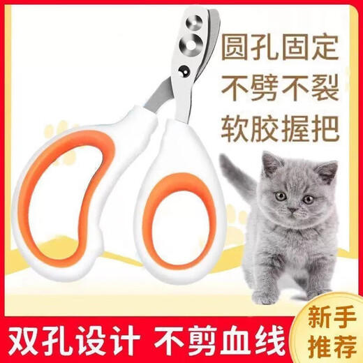 Cat nail scissors, special anti-scratch nail scissors, nail clippers, cat claws, pets, dog supplies, kittens, upgraded blue and white 1 pair + wire cat teasing stick