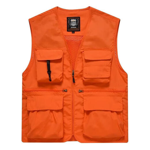 Misawa Akira pocket vest men's work clothes loose fishing photography director media work clothes vest with printed logo black 8899 S