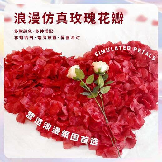 OEMG simulated rose fake petals KTV sprinkle flowers Valentine's Day confession proposal romantic wedding room ceremony decoration decoration wholesale big red about 1000 pieces compressed package
