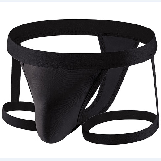 Bagged new genuine quick-drying men's butt lift thong personalized fashionable low-waist underwear breathable polyester underwear black S 90-110Jin Jin equals 0.5 kg
