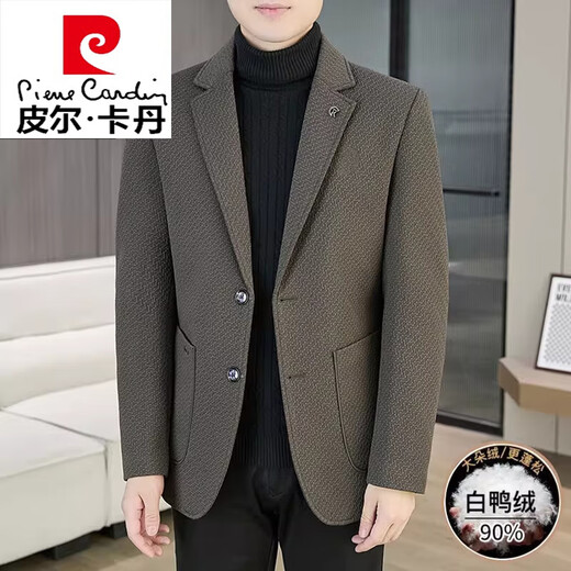 Pierre Cardin 2025 Autumn and Winter New Down Jacket Woolen Suit Men's Thick Warm Duck Down Suit Men's Jacket Black 3XL 165-180Jin Jin equals 0.5 kg