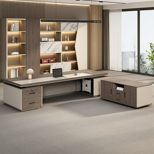 Ming Xi office desk simple modern office boss desk executive desk chairman president manager desk supervisor computer desk ready stock 1.8 meters boss desk does not include cabinets and chairs (thickened desktop)