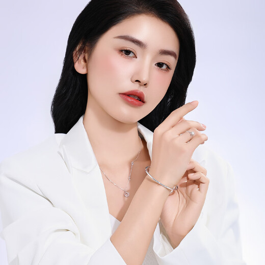 Wanfulong commuting matching丨PT950 platinum simple and fashionable smooth plain ring platinum bracelet 2025 new style gift for girlfriend 9.07g, fashionable smooth plain platinum bracelet 58cm