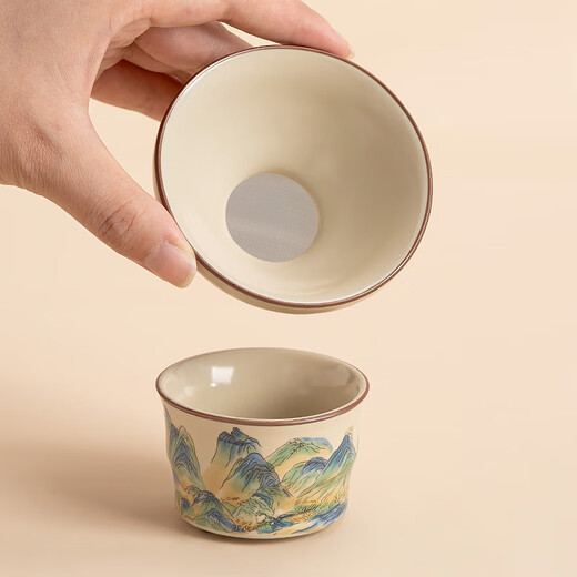 Zhengyang Ru Kiln tea leak tea artifact tea filter tea filter creative ceramic tea partition isolation tea filter tea set accessories Ru Kiln (Jinxiu Shanhe) tea leak set