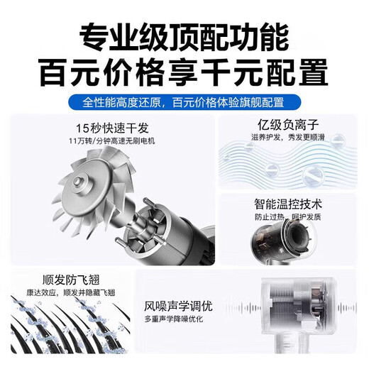 Dyson (DYSON) series of the same negative ion hair care high-speed leafless hair dryer is equipped with a household silent negative ion high-power hair dryer that does not damage hair and strong winds. Starry sky gray-single nozzle 5 billion moisturizing negative ions