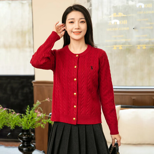 BUBBLE ORANGE Year of the Horse family portrait red parent-child clothing autumn and winter new Korean knitted cardigan family sweater mother and daughter clothing for three or four men single sweater/women single cardigan 170 Mom size M (recommended weight 100-115 Jin Jin is equal to 0.5 kg)