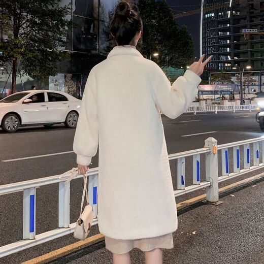 Gu Bing Mink Fur Coat Women's Autumn and Winter New Style Mid-Length Gold Mink Fur Coat White M Recommended 100-115