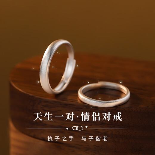 DTOTO A natural pair S999 pure silver simple sand surface couple ring plain ring sterling silver ring Valentine's Day gift for Chinese Valentine's Day A perfect pair/men's ring/frosted style