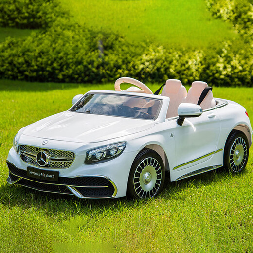 Dalis children's electric car four-wheeled children's car four-wheeled children's toy car top with white | dual drive + 12V10A battery + remote control + leather seat + foam wheel + MP4