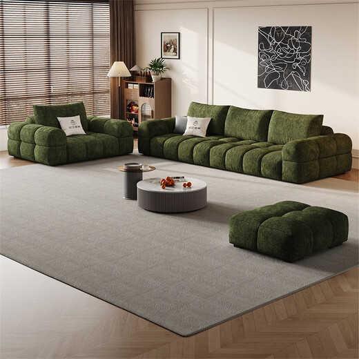 Eurasian Royal Nest Marshmallow Fabric Sofa Cream Style Small Household Puff Chenille Sofa Living Room 2025 New 2.4m Three-seater (comfortable and soft, not tired after sitting for a long time) 13 anti-bacterial properties - anti-bacterial, waterproof, anti-sensory, anti-cat scratch cloth, thickened pine wood