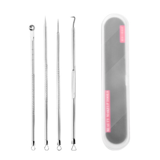 Yalikang acne needle blackhead needle stainless steel acne clip ultra-sharp cell clip blackhead clip beauty salon removal 1 piece No. 5 3 piece set straight hook oblique J039+J040+J041)+plastic box