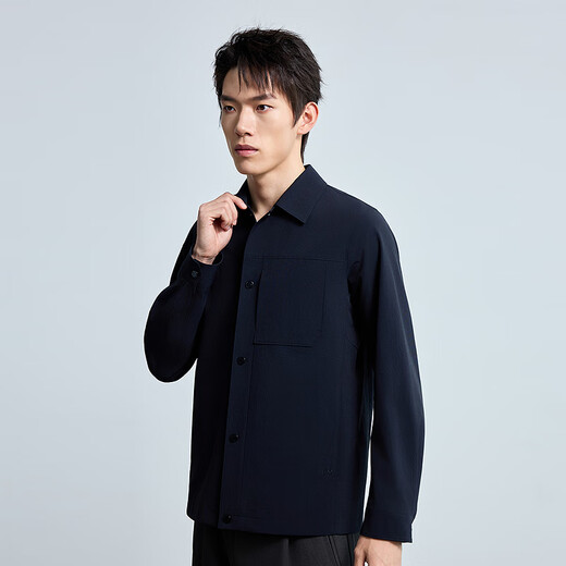 LiLang Light Fashion Men's Youth Commuting Windbreaker Men's Hidden Button Elastic Anti-Wrinkle Easy-Care Commuting Work Jacket Black (1Y) M (165)