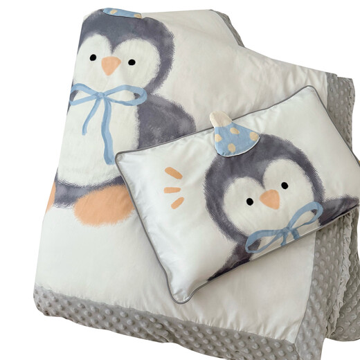 MOEDOOBIE 100% Cotton Beanie Quilt Cover Children's Category A Infant and Toddler Autumn and Winter Soybean Quilt Thickened Universal Cover Blanket Large Edition - Strawberry Rabbit without Core 120*150 Beanie Blanket (with zipper, can be used as a quilt cover)