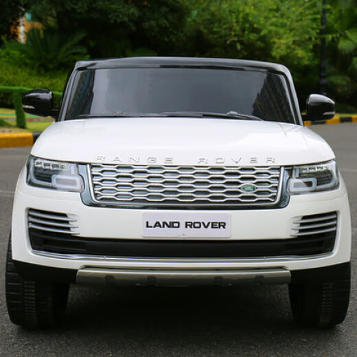 AWZ Land Rover children's electric car four-wheel off-road car for boys and girls with remote control two-seater toy car can sit large white model remote control/LCD screen + fb soft wheel + dual four-drive