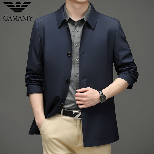 Armani Armani jacket men's spring and autumn lapel casual jacket middle-aged dad wear business loose solid color jacket khaki M 170