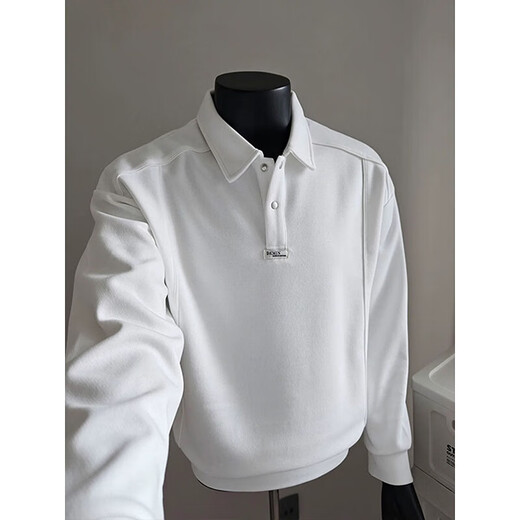 7 excellent products Henry collar sweatshirt men's autumn and winter new American lapel bottoming shirt heavy loose jacket top men 0663-D838 black M