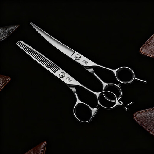 Lumando professional pet scissors set dog shearing grooming tools straight shear curved scissors teeth scissors Teddy Bichon scissors young partial trimming 6.5 teeth scissors + 6.5 curved scissors