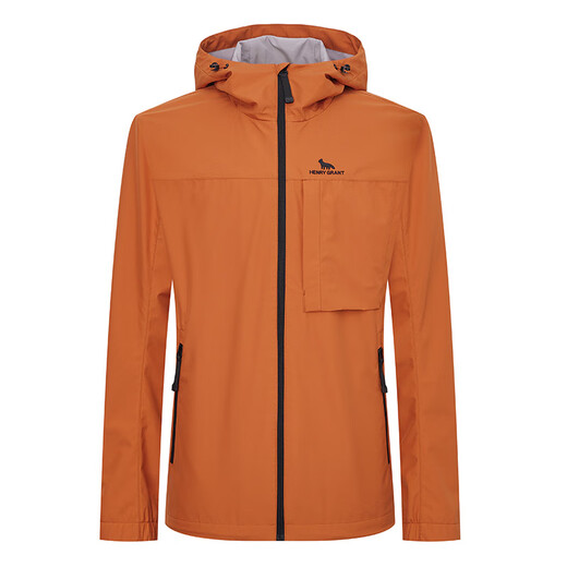 HENRY GRANT Henry Grant Spring and Summer Orange Windproof Hooded Outdoor Sports Soft Shell Jacket Men's Casual Jacket Amber Orange (QSV243601H166) One Size 46 (170/92A)