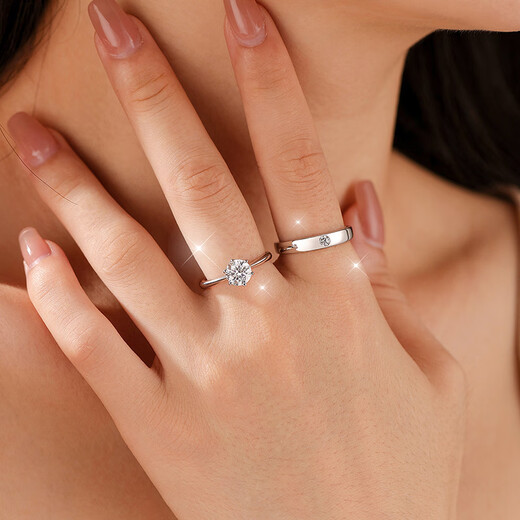 RHM platinum ring for women one carat moissanite PT950 platinum wedding couple ring birthday gift for girlfriend platinum couple ring pair + certificate + gift box