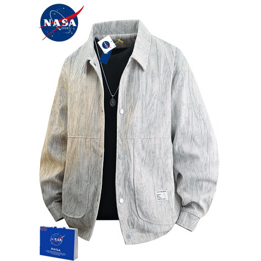 NASADKGM Jacket Men's Plush Gown Workwear Shirt Jacket Men's Loose Casual Versatile Couple Tops Plus Size Men's Beige Regular L