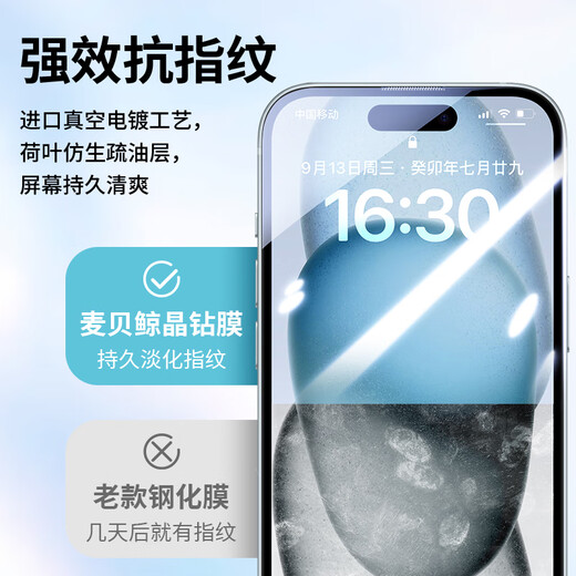 Maibei Whale 2-pack, suitable for Apple 15 tempered film, iPhone 15 mobile phone film, high-definition full-screen coverage, anti-fall, anti-fingerprint protective film, handset, dust-proof, ultra-thin film enhanced version